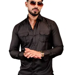 IKON FASHION Men Original Fit Solid Spread Collar Cotton Casual Shirt-picture-40