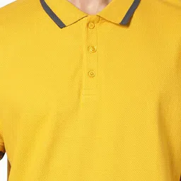 Celio Men Yellow Solid Polo Collar T-shirt image 2