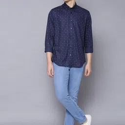 BEN SHERMAN Men Navy Blue Regular Fit Printed Casual Shirt image 5