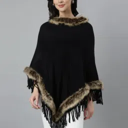 showoffff SHOWOFF Black & Brown Regular Fit Poncho image 2