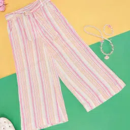 Pantaloons Junior Kids Chalk Pink & White Striped Palazzo-picture-10