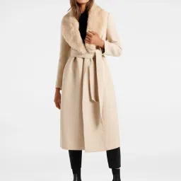Forever New Isla fur collar wrap coat petites image 1