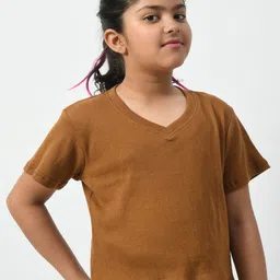 BAESD Girls V-Neck Pockets T-shirt-image-99