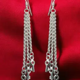 Rihi by P.C. Chandra Jewellers 925 Sterling Silver Oxidized Key Link Chain Earring-picture-38