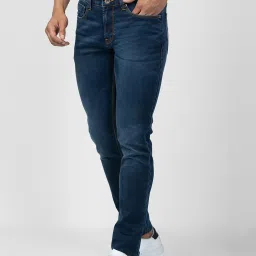 Spykar Dark Blue Cotton Slim Fit Jeans image 3