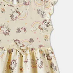 R&B Kids Pastel Yellow Printed Regular Fit Dress image 3