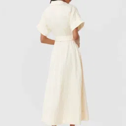 Forever New Cream Regular Fit Self Pattern Dress image 2