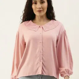 Style Quotient Nude Pink Peter Pan Collar Shirt-image-6