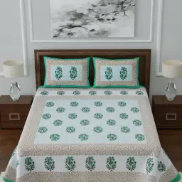 Living Roots Multicolor Jaipuri Printed Cotton Bed Sheet with 2 Pillow Cover-picture-36