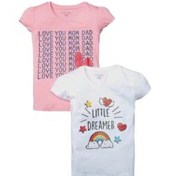 Plum Tree Kids White & Pink Embellished T-Shirt (Pack Of 2)-picture-46
