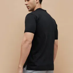 Code By Lifestyle Black Cotton Regular Fit Polo T-Shirt image 2