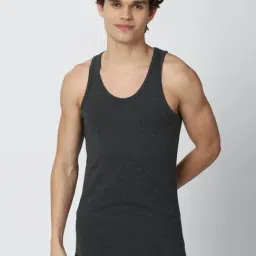 Peter England Grey Cotton Regular Fit Vests-picture-37