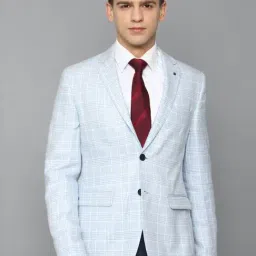 Louis Philippe Blue Linen Slim Fit Checks Blazer-picture-22