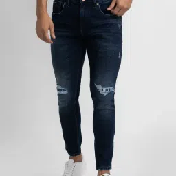 Spykar Blue Cotton Slim Fit Distressed Jeans-picture-29