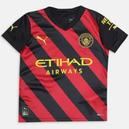 Puma Kids MCFC Away Replica Jr Red & Black Striped T-Shirt-image-57