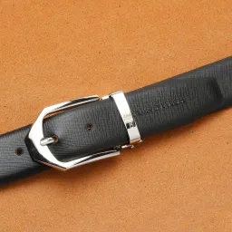 Louis Stitch Black Textured Leather Formal Belt for Men image 2