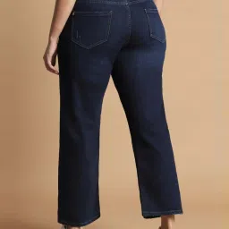Allen Solly Navy Cotton Mid Rise Flared Jeans image 2
