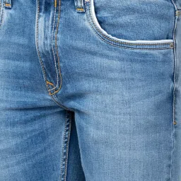 Spykar Light Blue Cotton Regular Fit Distressed Jeans image 4