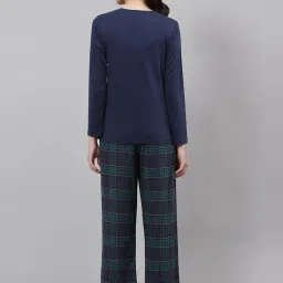 Biba Navy & Green T-Shirt & Pyjama Set With Eyemask image 2