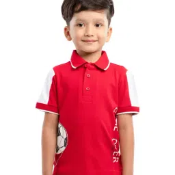 Under Fourteen Only Kids Red & White Printed Polo T-Shirt-image-28
