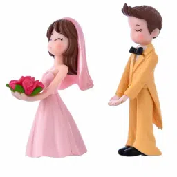 Tayhaa Multicolor Plastic Eternally Yours Wedding Couple Showpiece - Set of 2 image 5