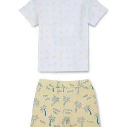 GJ baby Kids White & Yellow Cotton Printed T-Shirt Set image 2