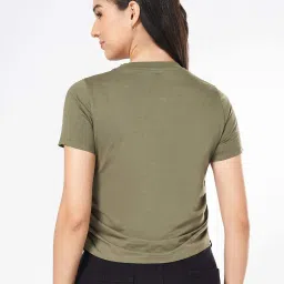 People By Pantaloons Deep Lichen Green Cotton Loose Fit Top image 2