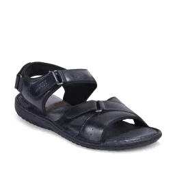 woodland Woods Men's Black Cross Strap Sandals image 1