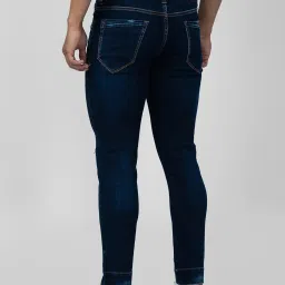 Spykar Dark Blue Cotton Slim Fit Distressed Jeans image 2
