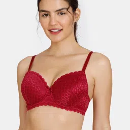 Zivame Maroon Lace Half Coverage T-Shirt Bra image 1