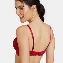 Zivame Maroon Lace Half Coverage T-Shirt Bra image 2