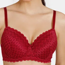 Zivame Maroon Lace Half Coverage T-Shirt Bra image 4