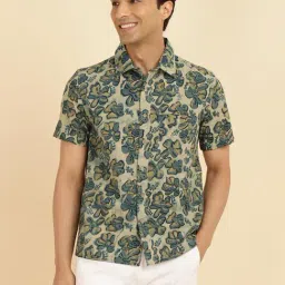 Fabindia Light Green Straight Fit Printed Shirt-picture-35