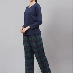 Biba Navy & Green T-Shirt & Pyjama Set With Eyemask image 4