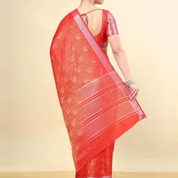 Soch Womens Red Ethnic Motifs Woven Design Jacquard Weave Art Silk Saree image 2