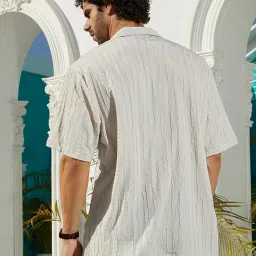 Campus Sutra Beige Loose Fit Self Pattern Shirt image 2