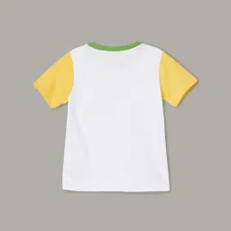 Juniors by Lifestyle White & Yellow Cotton Embroidered T-Shirt image 2