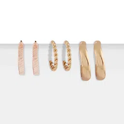 Zaveri Pearls Rose Gold Silver & Gold Tone Set of 6 Semi-Hoop Earrings-ZPFK17706 image 2