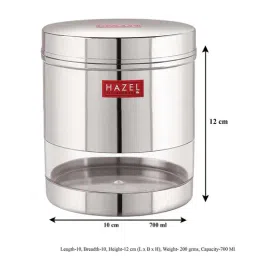 HAZEL Silver Stainless Steel Storage Containers (700 ml) - Set of 2 image 2