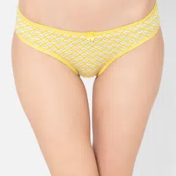 Clovia Yellow Lace Regular Fit Geometric Panties-image-61