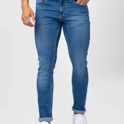 Spykar Mid Blue Cotton Slim Fit Jeans image 1