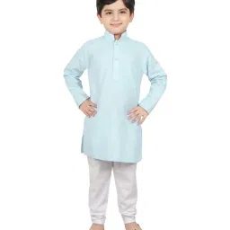 SG Yuvraj Kids Blue & White Cotton Full Sleeves Kurta Set image 1