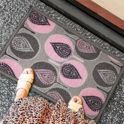 Bianca Pink & Grey Nylon Abstract Door Mat (Small) image 2