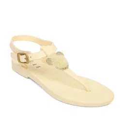 Elle Women's Beige T-Strap Sandals image 2