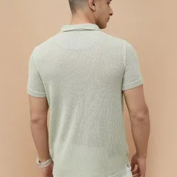 Fame Forever By Lifestyle Light Green Regular Fit Self Pattern Polo T-Shirt image 2