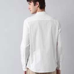 U.S. Polo Assn. Denim Co. White Cotton Regular Fit Striped Shirt image 2