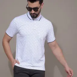 Crimsoune Club White Blended Slim Fit Self Polo T-Shirt-picture-40