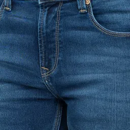 Spykar Dark Blue Cotton Slim Fit Jeans image 4