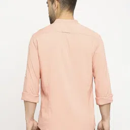 Basics Peach Cotton Slim Fit Shirt image 2