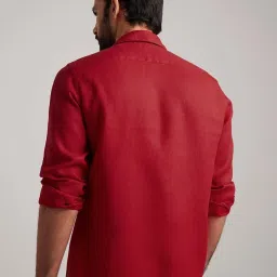 ANDAMEN Red Regular Fit Linen Shirt image 2
